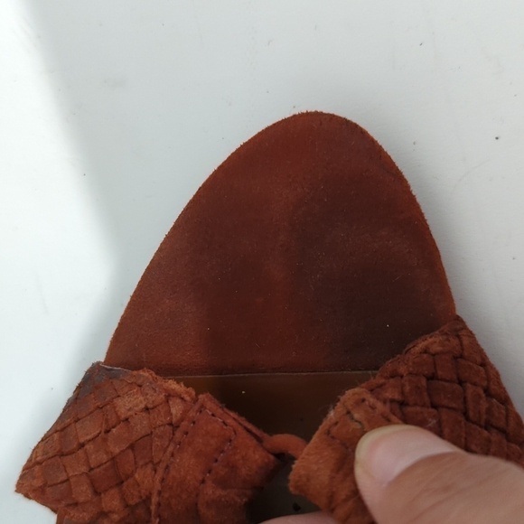 Zara Braided Lace Up Suede Stiletto Heels Brunt Orange 38/7.5 summer bohemian - Picture 11 of 12